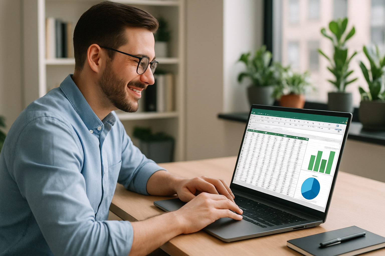 Persona trabajando eficientemente en Excel